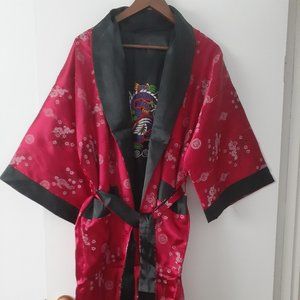 New red double sided kimono Dragon embroidery